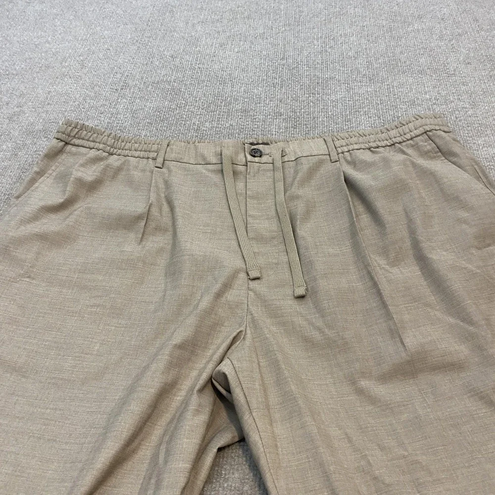 Tasso Elba Pants Mens XXL Beige Microfiber Elastic Waist Relaxed Stretch Beach